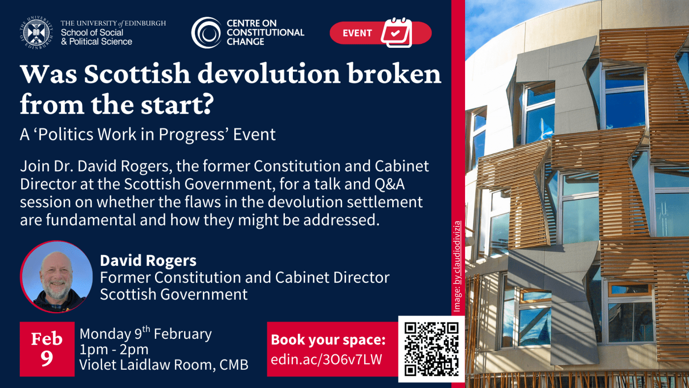 Image of the Scottish Parliament, with text describing the event