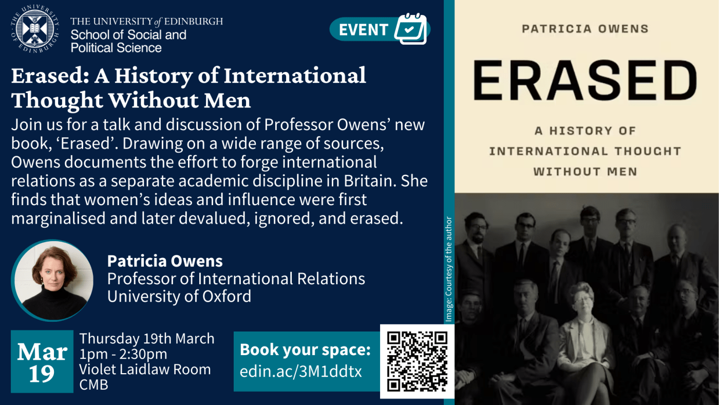 Image of the book cover of 'Erased' along with text describing the event