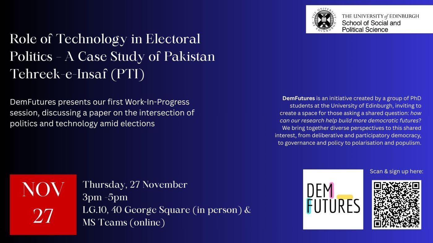 Inivitation to 'Role of Technology in Electoral Politics', with links and date