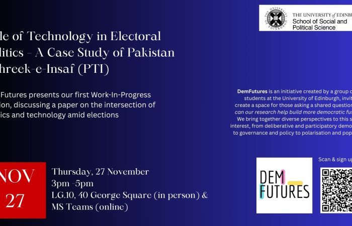 Inivitation to 'Role of Technology in Electoral Politics', with links and date