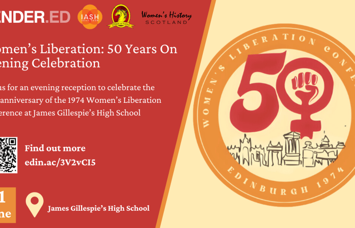 A poster for Women’s Liberation: 50 Years On – Evening Celebration on 21st June 2024, 5.30pm-7pm, James Gillespie's High School