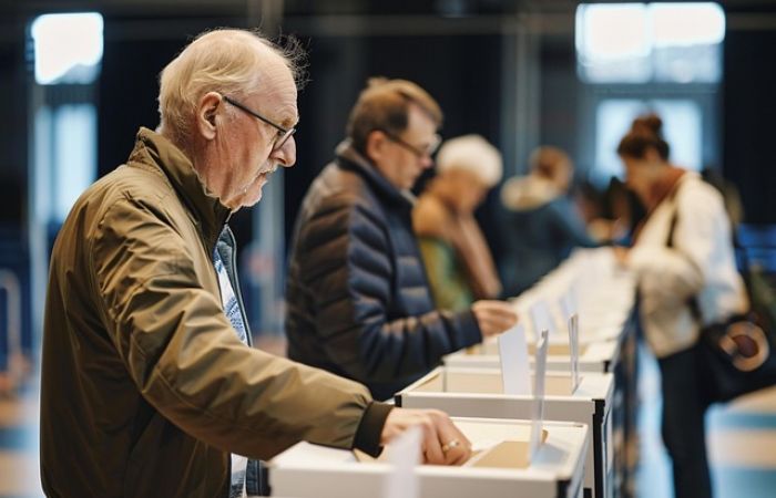 Photo of a man putting a vote in a ballot box