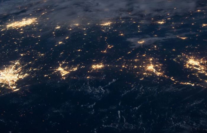 Image of Earth from space showing light pollution